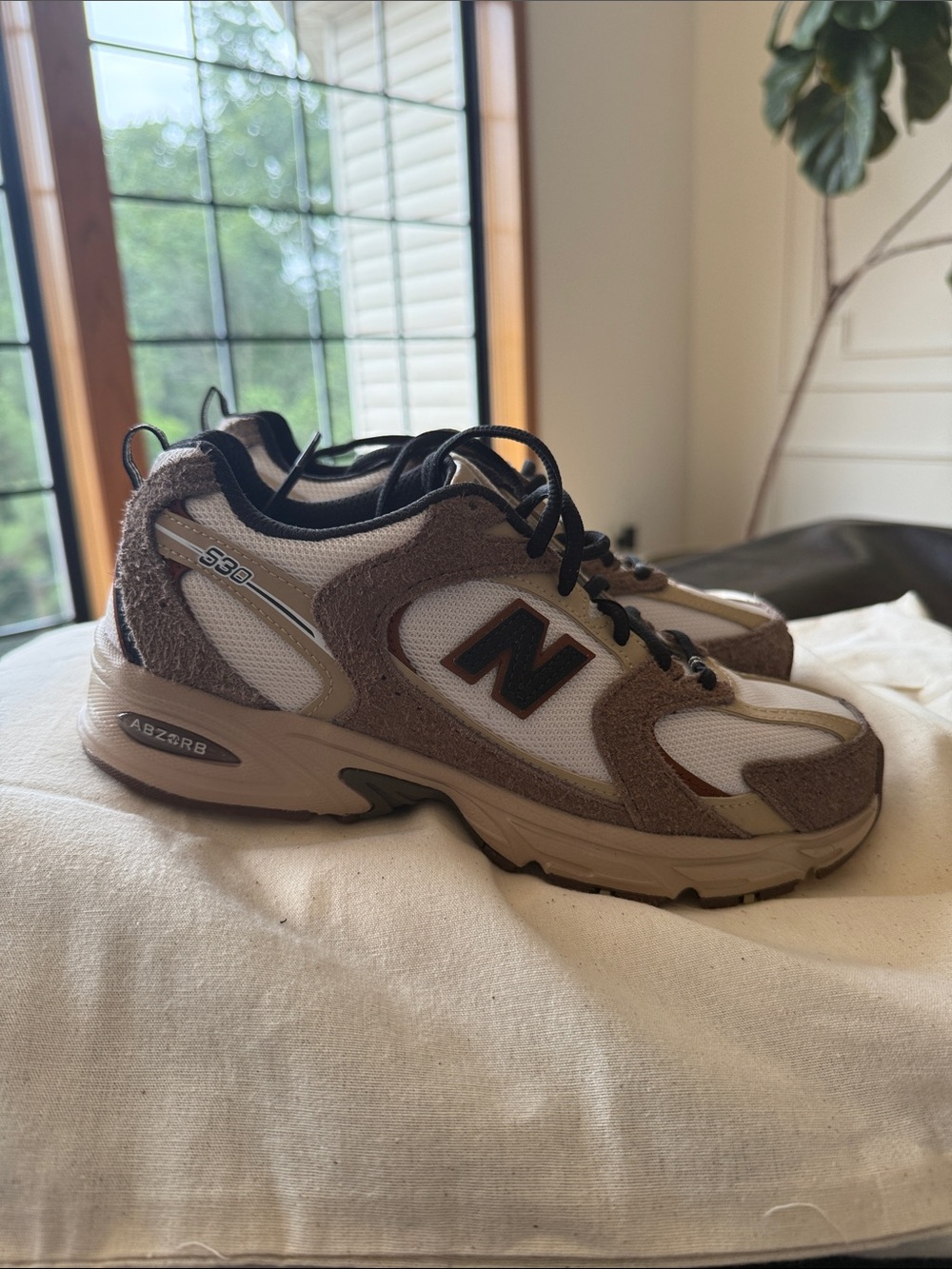New Balance 530 Women's Beige Brown White Athletic Sneakers